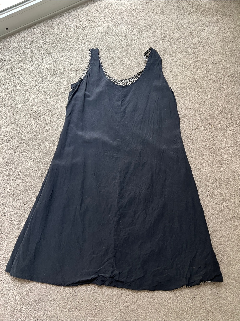 Reversible Black & Tan Animal Print A-Line Tank Dress